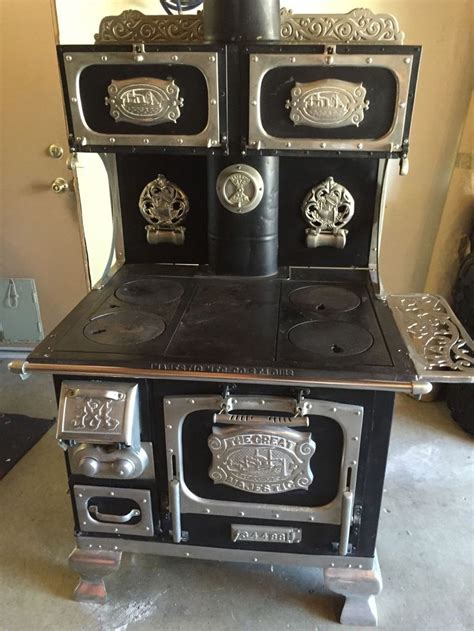 Great Majestic Wood Burning Stove Antique Cook Top Oven Restored Excellent Wood Burning Stove