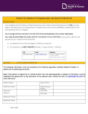 Fillable Online Cub Denial Petition Form Fax Email Print