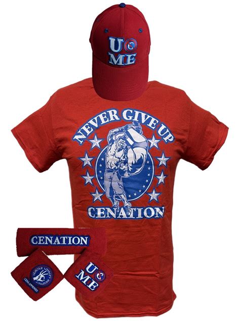 John Cena Kids Red Costume Hat T-shirt Wristbands Boys YS 6-7 - Walmart.com