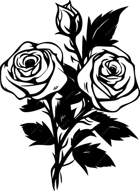 Premium Vector Roses Black And White Vector Illustration