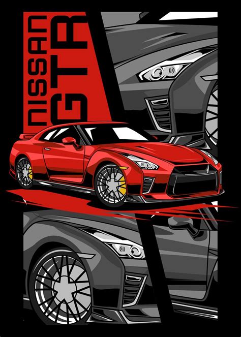 Sport Car Nissan Gtr Poster Picture Metal Print Paint By Powerup