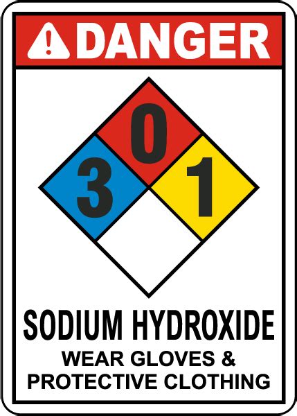 Nfpa Danger Sodium Hydroxide 3 0 1 Sign Save 10 Instantly