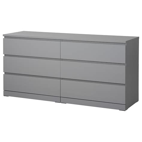 MALM Chest of 6 drawers, grey stained, 160x78 cm - IKEA