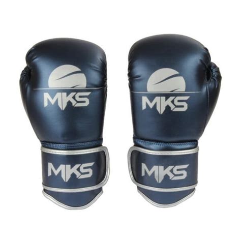 Luva Boxe Muay Thai Mks Combat Energy Azul Metalizada Oz