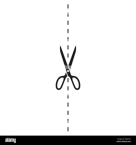 Scissors Cut Vertical Dotted Line Vector On White Background Stock