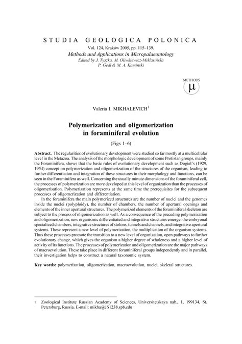 (PDF) Polymerization and oligomerization in foraminiferal evolution