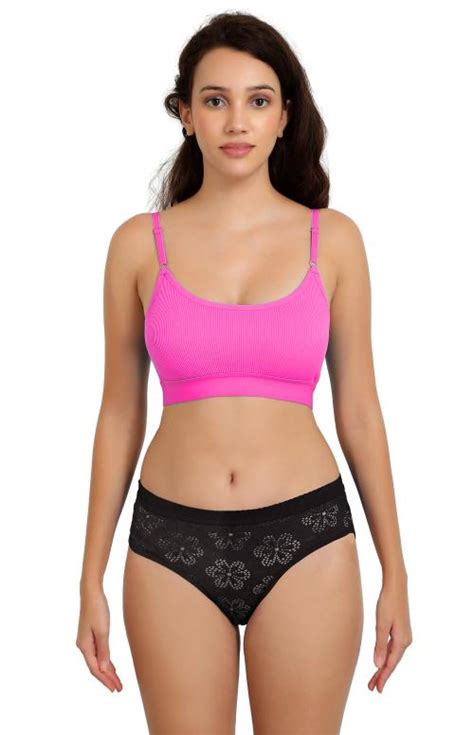 Buy In Curve Women S Pink Cotton Bra Panty Set For Lingerie Set Undergarments Nightwear Hot