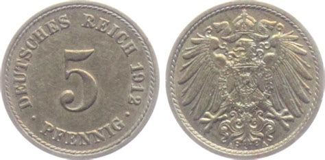 Kaiserreich 1912 A 5 Pfennig großer Adler vz st MA Shops