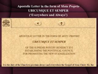 Apostolic Letter Ubicumque Et Semper Ppt