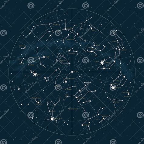 Northern Hemisphere Star Map Of Vector Constellations Ilustración Del Vector Ilustración De