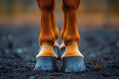 close   horse hooves  ground equestrian  nature concept