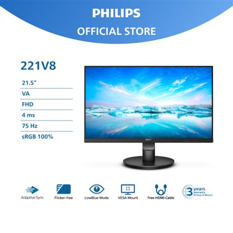 Philips 221v8 22 Monitor Va Panel With Adaptive Sync 75hz 4ms