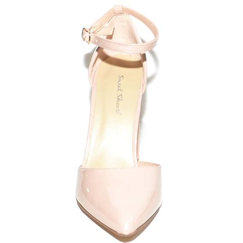 Decollete Donna Nude Cipria Lucido A Punta Con Tacco Largo 9 Cm E Cinturino Alla Caviglia Linea