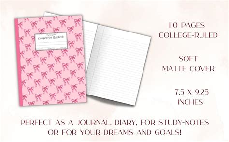 Amazon Pink Coquette Composition Notebook Cute Girly Pink Bows