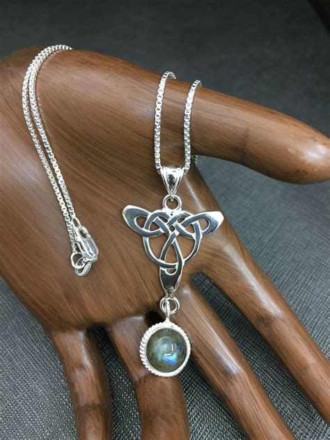 Celtic Trinity Knot Drop Necklaces Sterling Silver Gifts For Her