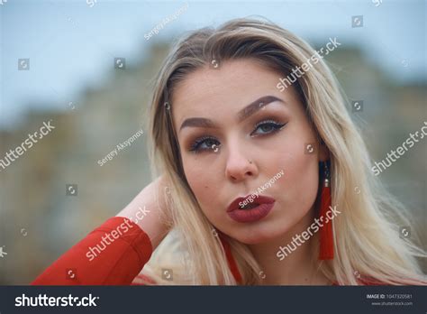 Hot Sexy Blonde Short Red Dress Stock Photo Shutterstock