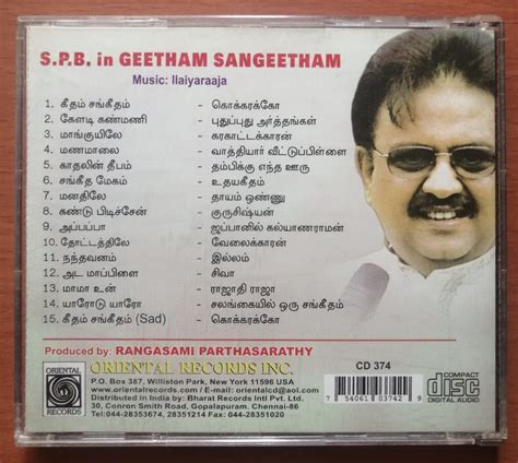 S P B IN GEETHAM SANGEETHAM Ilaiyaraaja Oriental Audio Cd Audio