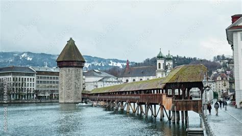 Beautiful View Of Chapel Bridge Kapellbr Cke In The City Of Lucerne