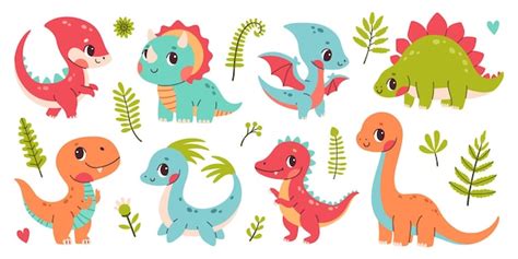 Conjunto De Dinossauros Bonitos Conjunto De Clipart De Dinossauros