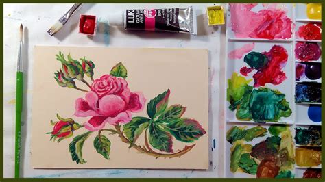 Vintage Rose In Gouache Beginner Tutorial Youtube