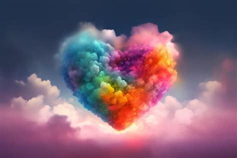 Premium AI Image Heartfelt Rainbow Cloud Generative AI