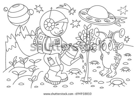 Space Coloring Book Page Animals Ccoloring Stock Vector (Royalty Free ...