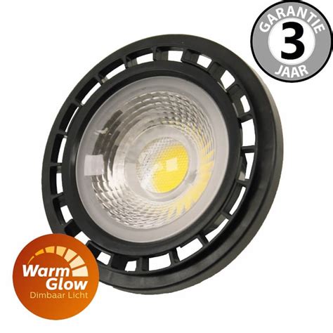 Ledlamp Ar111 12w 75w Gu10 Zwart Warmglow Dimbaar