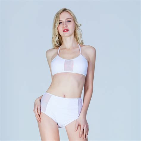 White Mesh High Waisted Bikini Set China Swimsuit And Swimwear Price