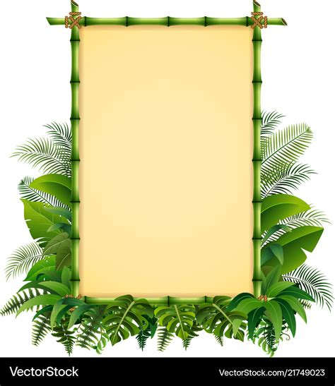 Green Bamboo Frame On Leaves Royalty Free Vector Image