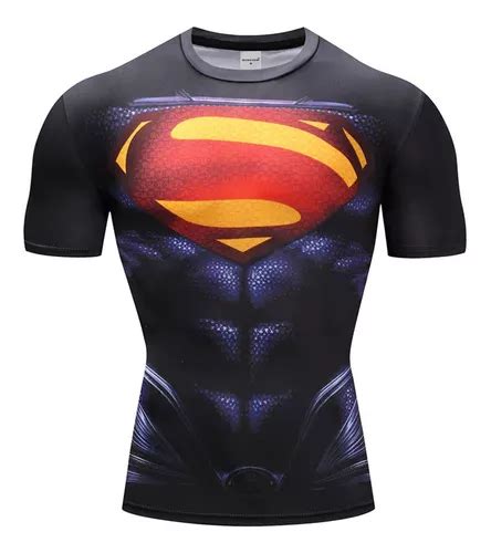 Playera Compresión Gym Licra Súper Héroes Superman Mixed Envío gratis