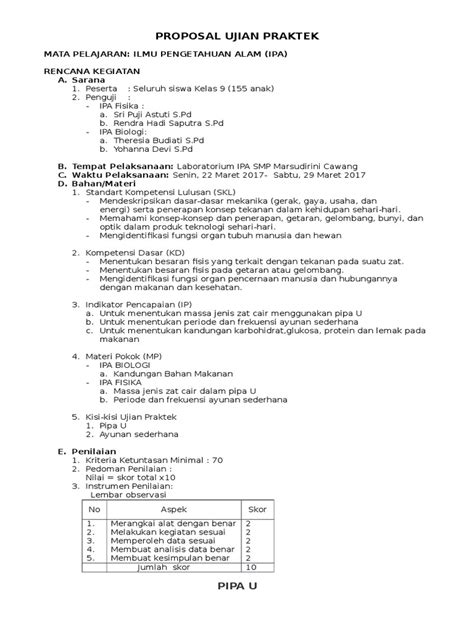 Proposal Ujian Praktek Ipa 2017 Pdf