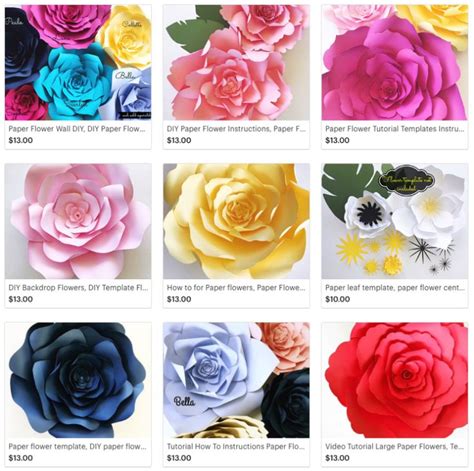 Paper Flower Diy Templates On Sale Paperflora Paper Flowers Giant Paper Flowers Paper