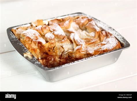 Filo Pastry Topped Apple Pie Stock Photo Alamy