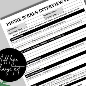 Phone Interview Questions Template Prescreen Telephone Interviewing