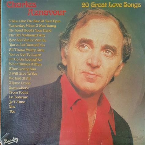 Charles Aznavour - 20 Great Love Songs (1980, Vinyl) | Discogs