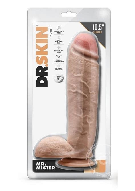 Dr Skin Mr Mister Dildo With Balls And Suction Cup 10 5in Vanilla