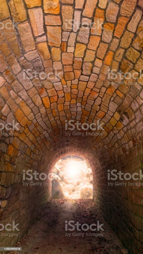 Light At End Of The Tunnel Way To Freedom Or To Heaven Stock Photo