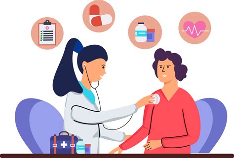 Illustration Of A Female Doctor Examining A Patient In A Clinic