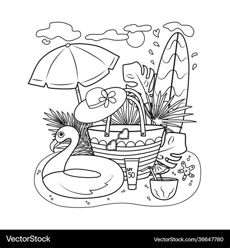 Beach And Summer Coloring Pages