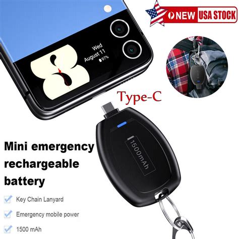 Portable Mini Keychain Power Bank Emergency Charger For Phone Type C