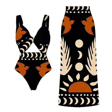 Ba Ador Estampado De Una Pieza Para Mujer Conjunto De Bikini Con Un