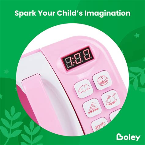 Boley Pink Microwave Playset 11 Pc Light And Sound Pretend Play Kitchen