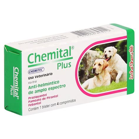 Vermífugo Chemital Plus Chemitec c 4 Comprimidos Vermífugo