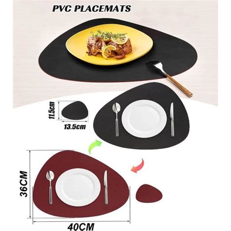 Lot de 4 Set de Table Lavable Rond Sets de Table Cuir Antidérapant