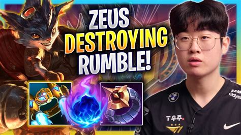 ZEUS DESTROYING WITH RUMBLE T1 Zeus Plays Rumble TOP Vs Galio