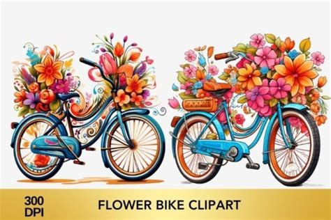 Flower Bike Clipart Bike Sublimation Graphic By Marishop Creative