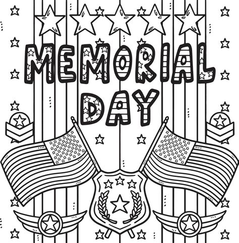 Memorial Day Coloring Page For Kids 20119111 Vector Art At Vecteezy