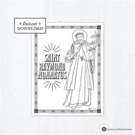 An Adult Coloring Book With The Title Saint Raymond Sunnats In Black