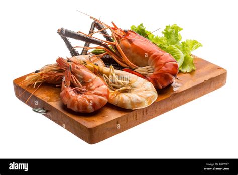 Giant Freshwater Prawn And King Prawns Isolated Stock Photo Alamy