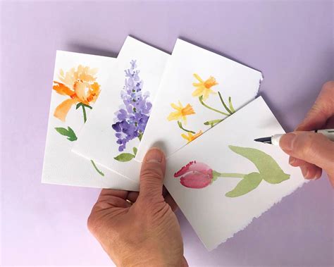 Watercolor Spring Flower Cards Hand Painted Floral Note - Etsy